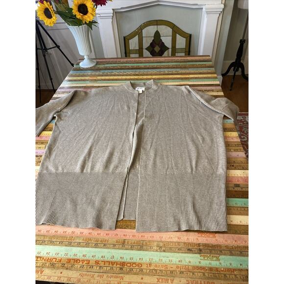 ANDREA JOVINE M Khaki Open Knit Sweater Cardigan Boho Minimalist Lagenlook - Picture 11 of 11